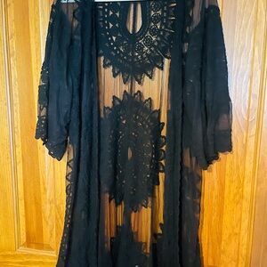 Black Sheer Lace Cover-Up